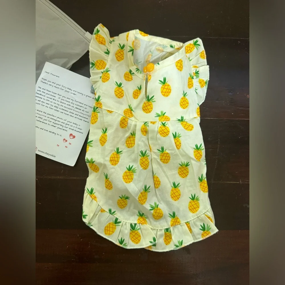 Momo The Yorkie Yellow Pineapple Dog Sundress NWT Small